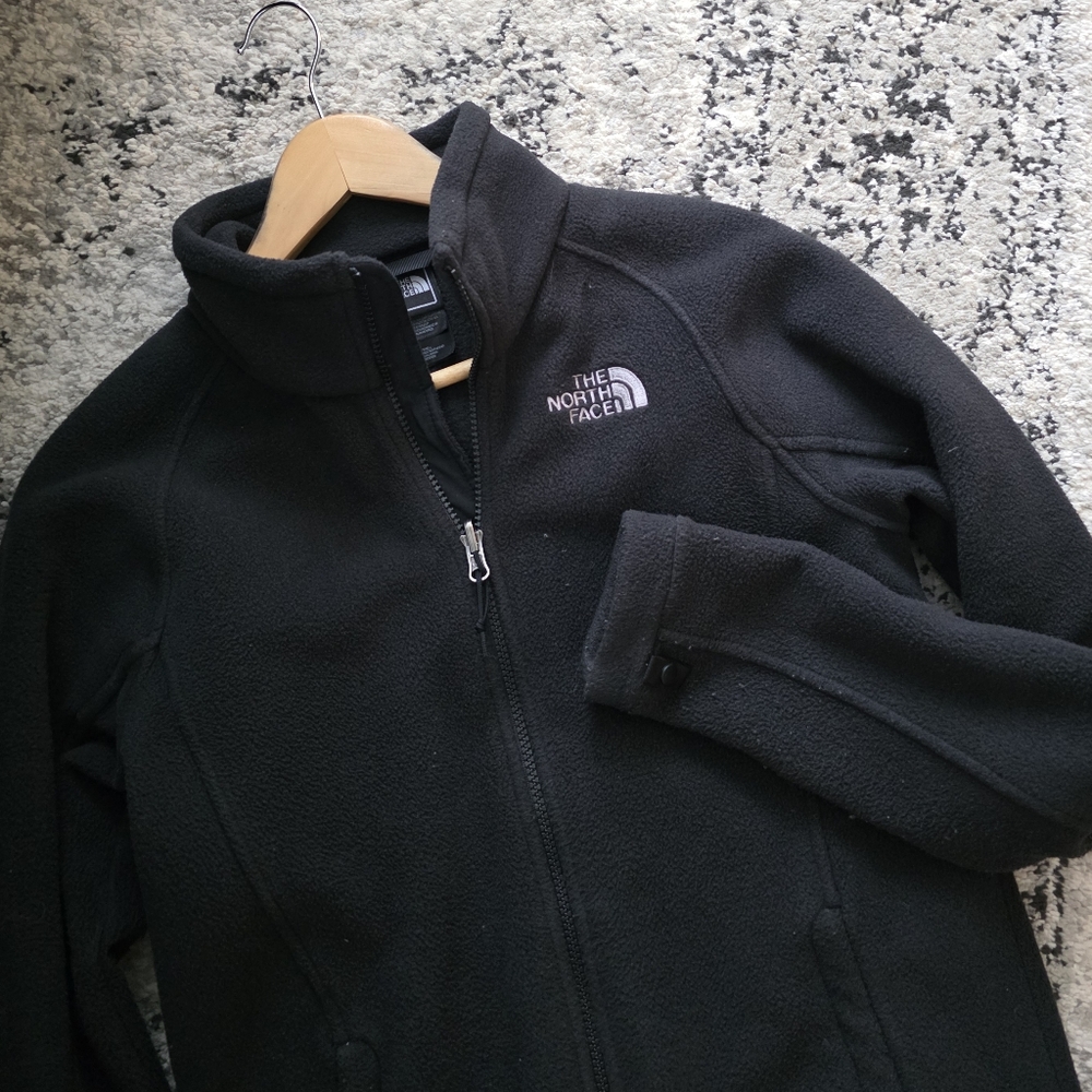 The North Face Zip Up Fleece Jacket Womens Size S Black Embroidered Logo - Picture 1 of 9